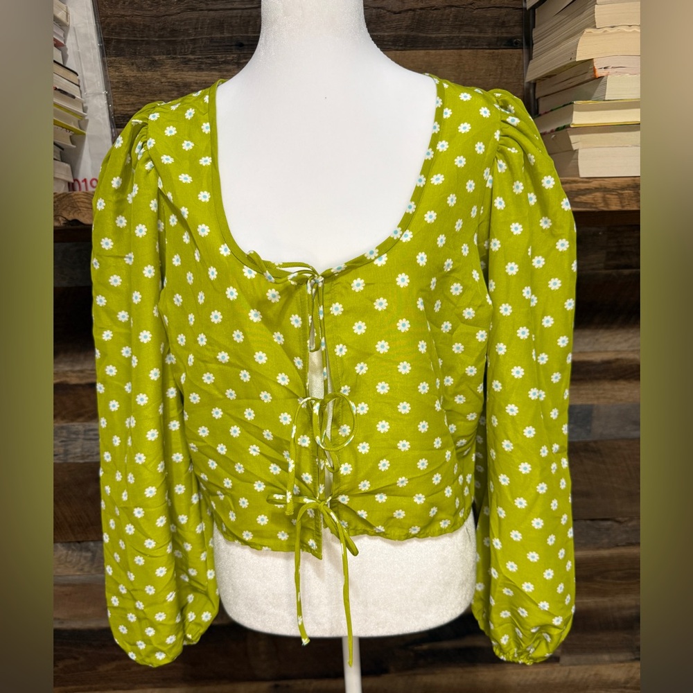 Levi's Lime Green Daisy Tie-Front Blouse